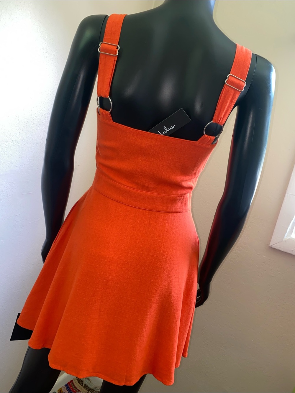 Lulu's Bright Orange Button-Front Mini Dress NWTs - Picture 8 of 15